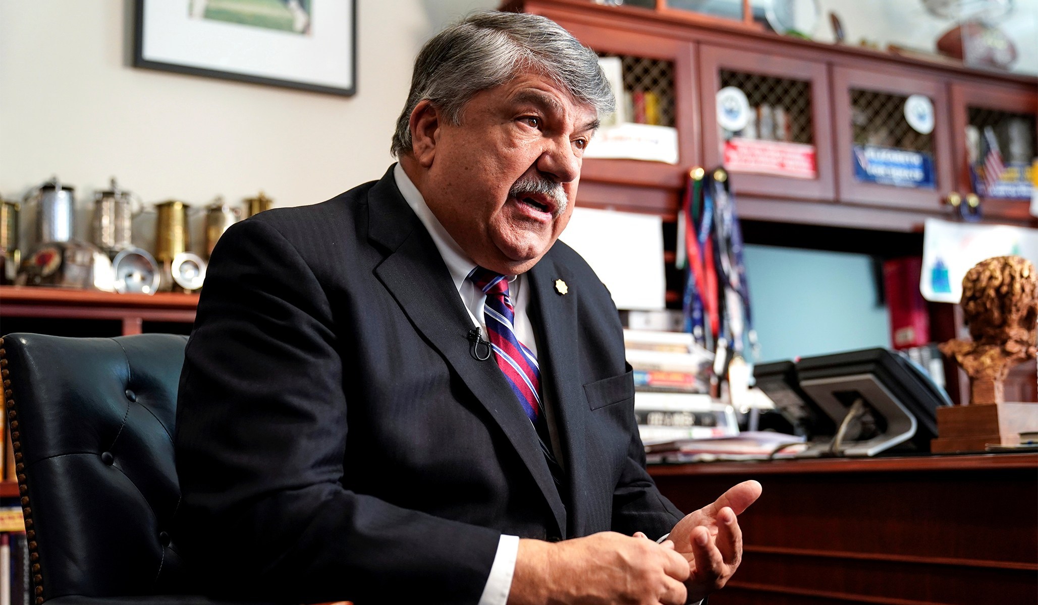 President of the AFL-CIO Richard Trumka speaks about his role in securing labor protections in the USMCA trade agreement in Washington